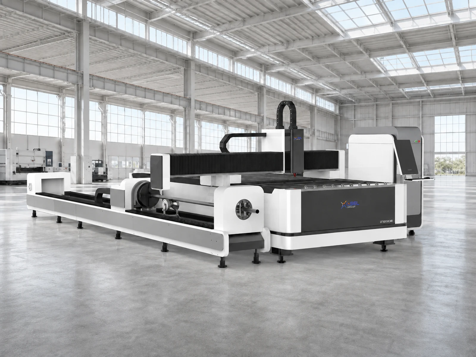 Combined sheet and tube laser LF3015CNR. The image is for reference. Actual appearance and configuration may vary.