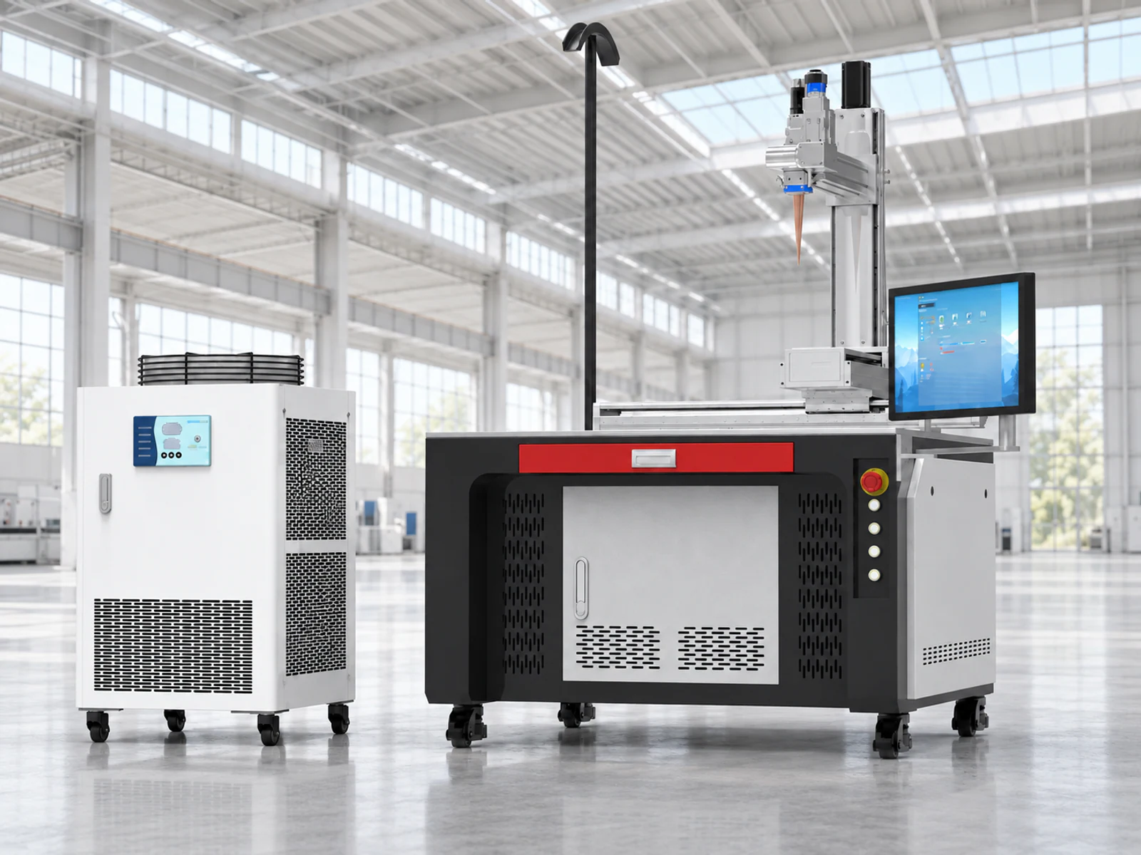 Пятиосевой автоматический лазерный сварочный аппарат MR-AW-FL1500W. Изображение является референсным. Фактический вид и комплектация могут отличаться.